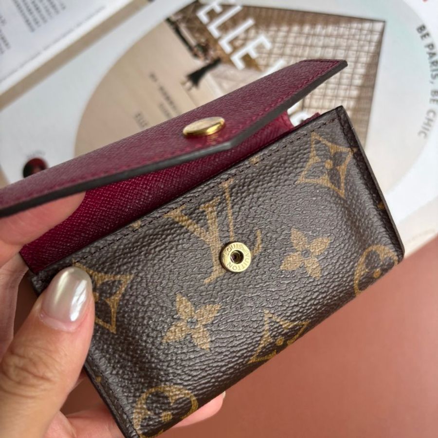 停產款式 ::LOUIS VUTTION:: LV M61273 Sarah Multicartes 經典花紋拼紅色皮革釦式風琴卡包-5