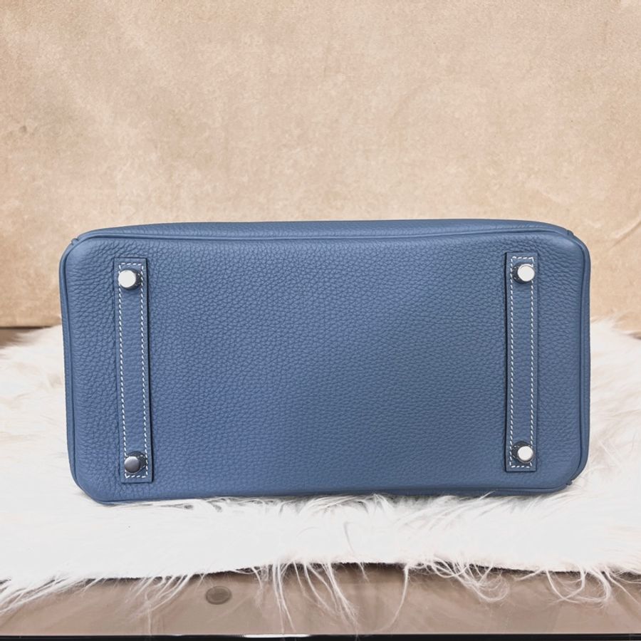 Hermes 75牛仔藍Togo皮銀釦Birkin30-2