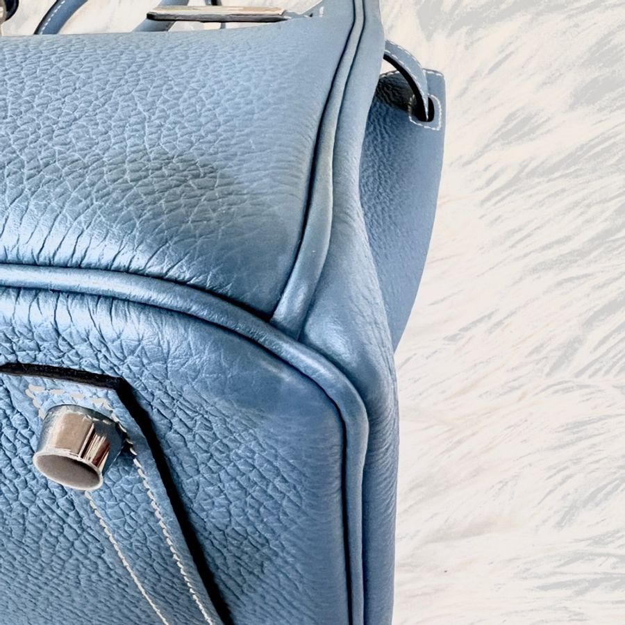 Hermes 75牛仔藍Togo皮銀釦Birkin30-12