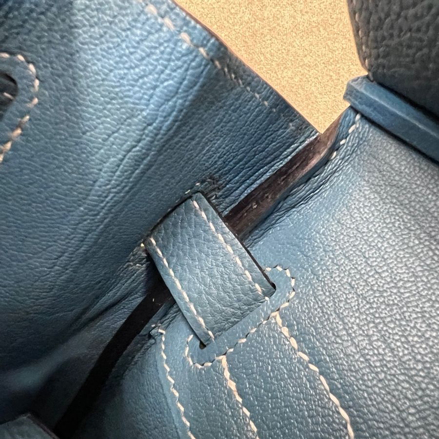 Hermes 75牛仔藍Togo皮銀釦Birkin30-21