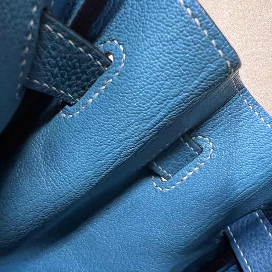 Hermes 75牛仔藍Togo皮銀釦Birkin30-22