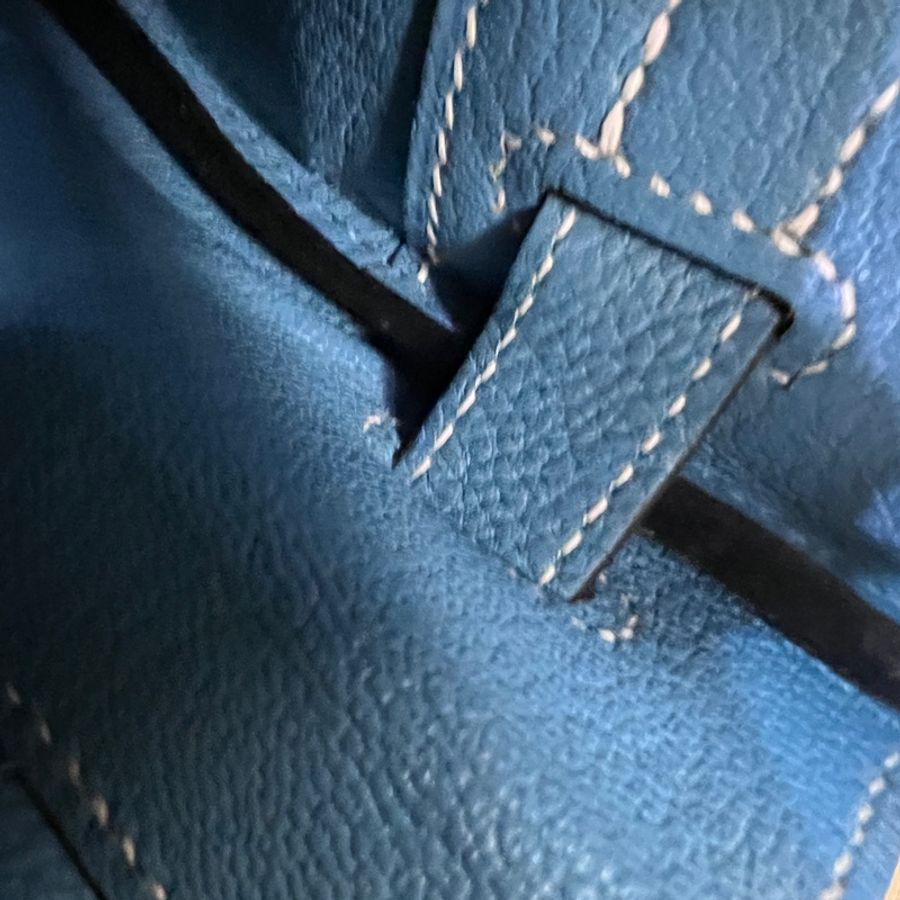 Hermes 75牛仔藍Togo皮銀釦Birkin30-24