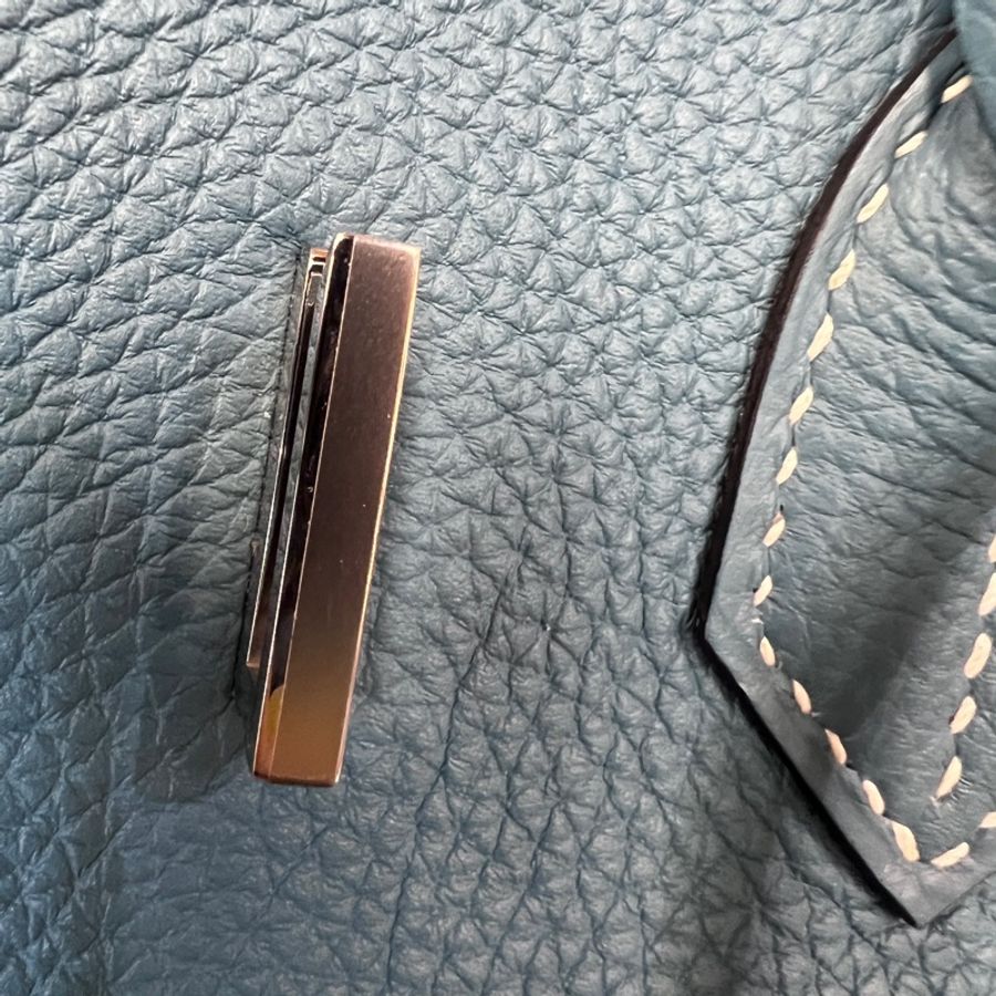 Hermes 75牛仔藍Togo皮銀釦Birkin30-32