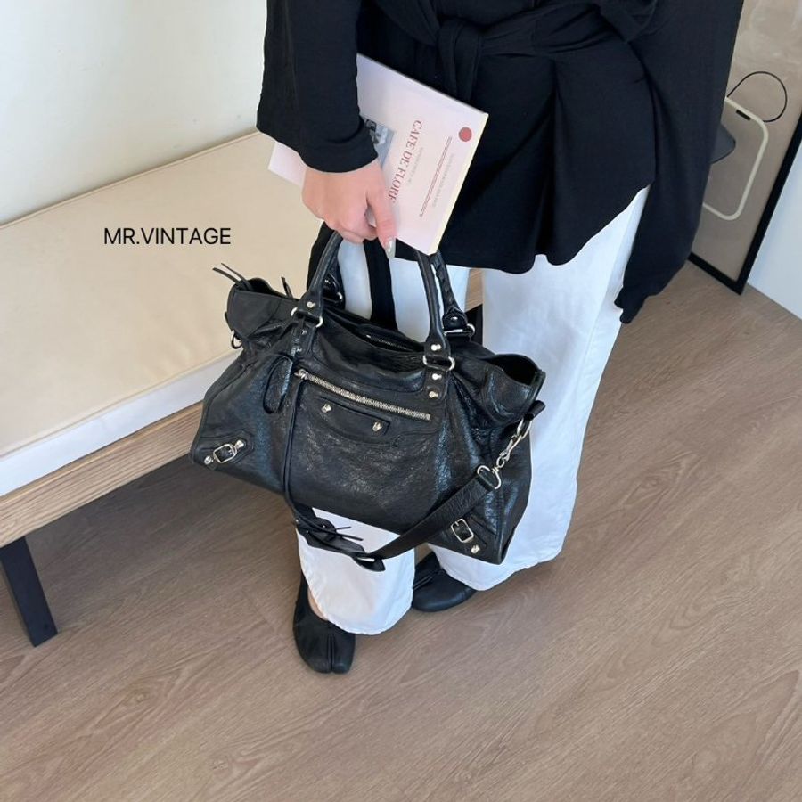 Balenciaga 機車包(黑銀)-0