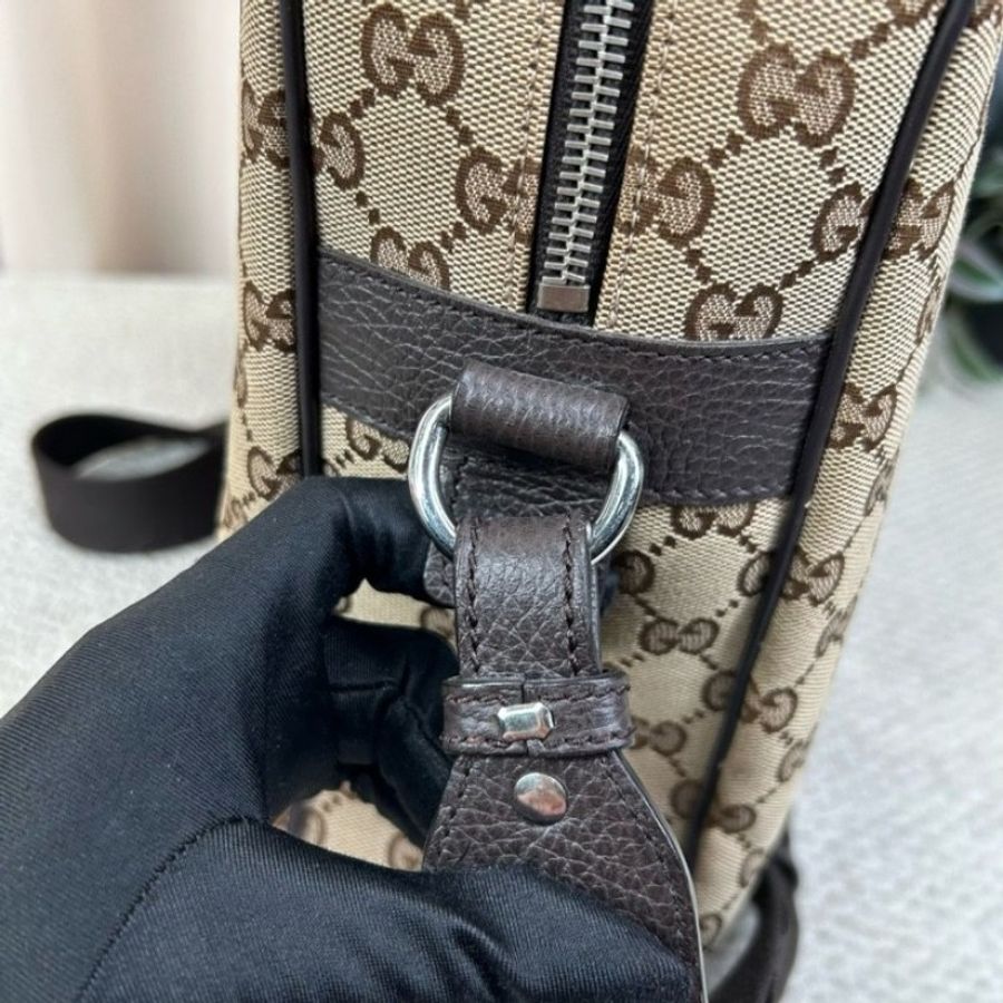 Gucci古馳經典老花公文包 帆布拼皮 銀色五金-13