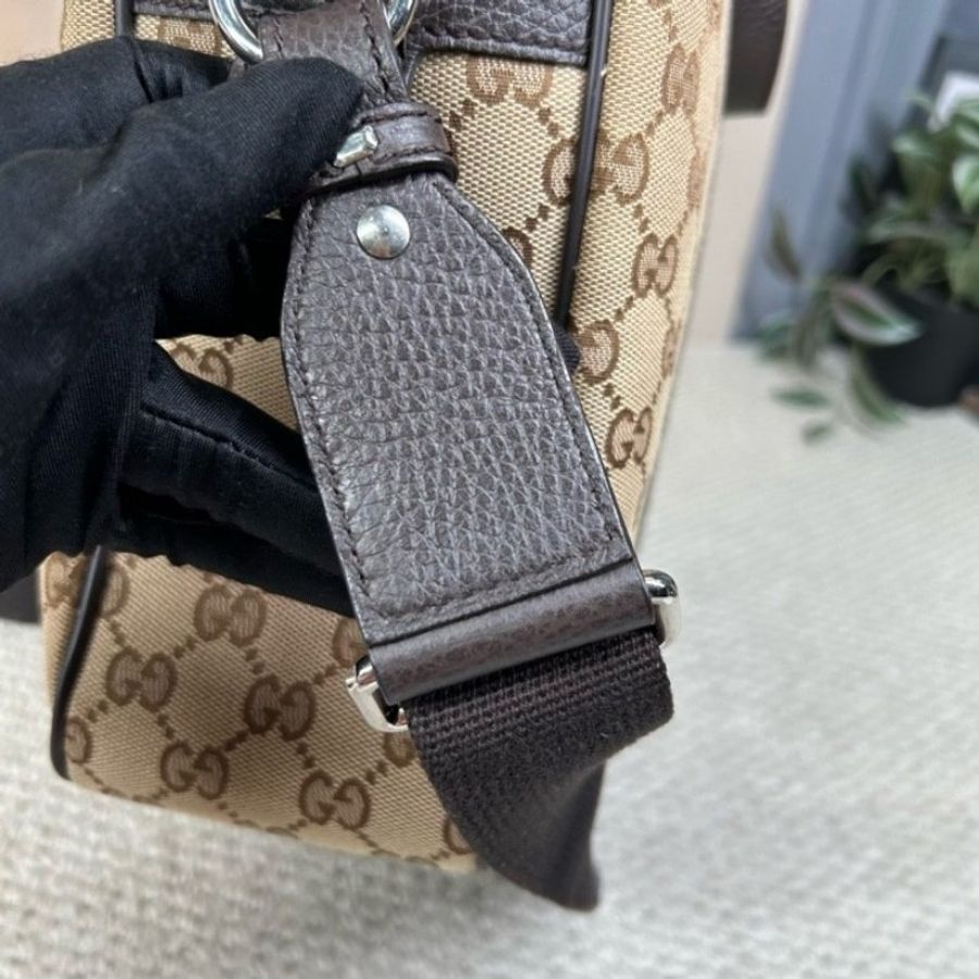 Gucci古馳經典老花公文包 帆布拼皮 銀色五金-24