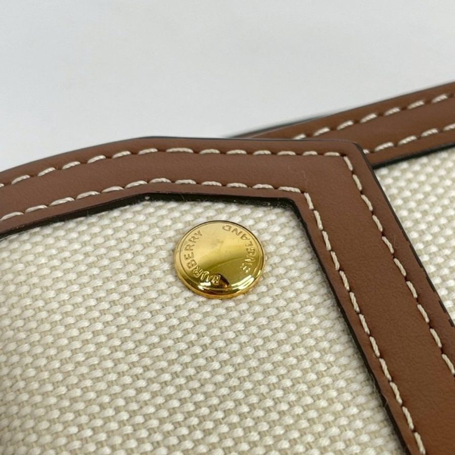 BURBERRY 帆布拼皮革口袋包-4