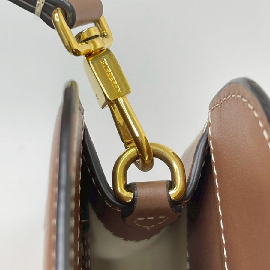 BURBERRY 帆布拼皮革口袋包-6