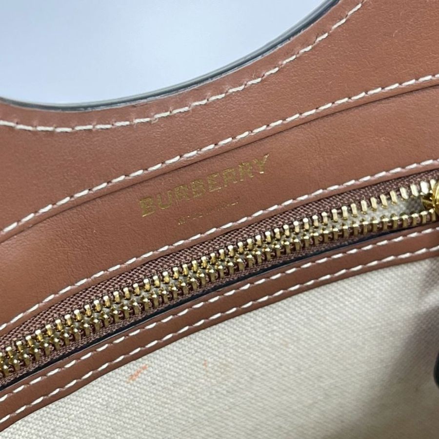 BURBERRY 帆布拼皮革口袋包-10