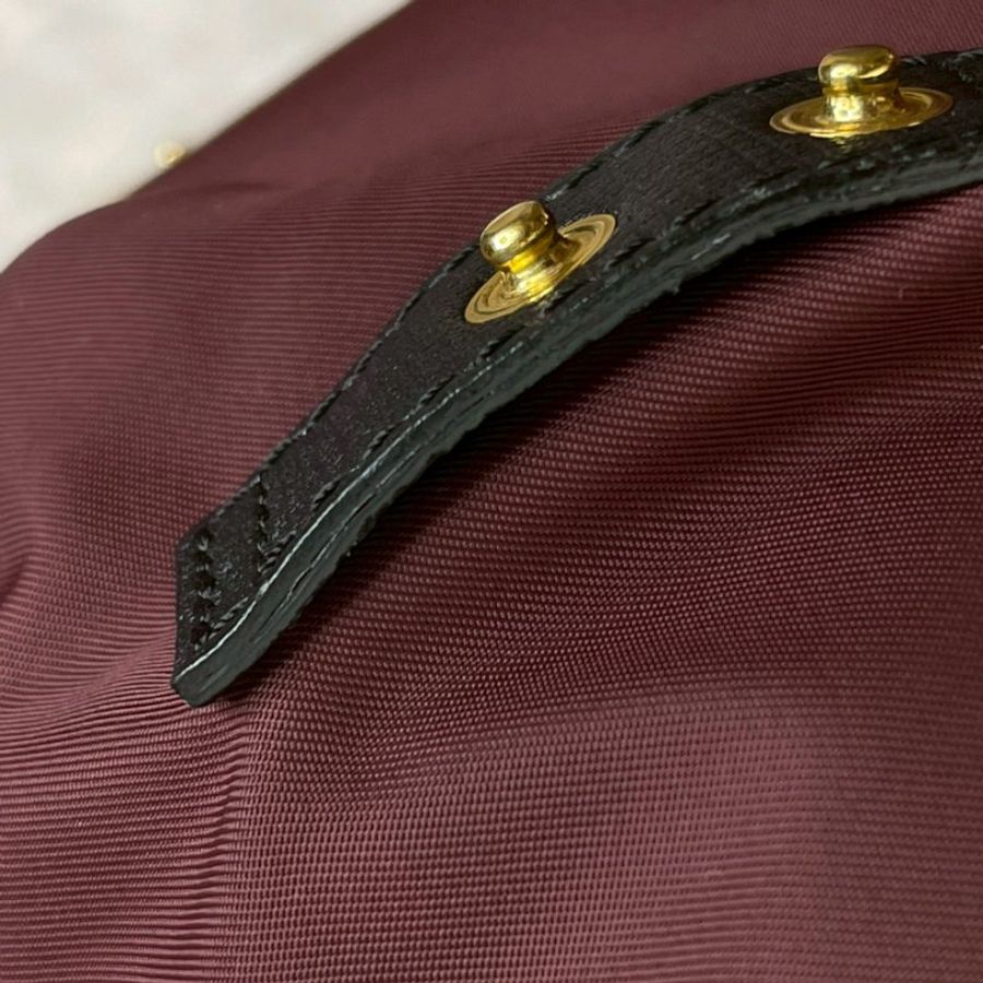 BURBERRY THE RUCKSACK 金LOGO 中號後背包 酒紅色-5