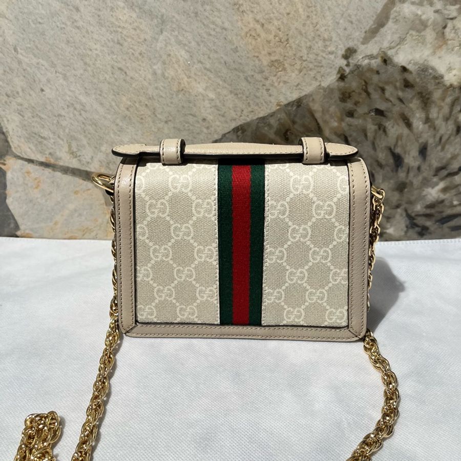 Gucci米色 牛皮PVC Ophidia手提鏈條斜背包-2