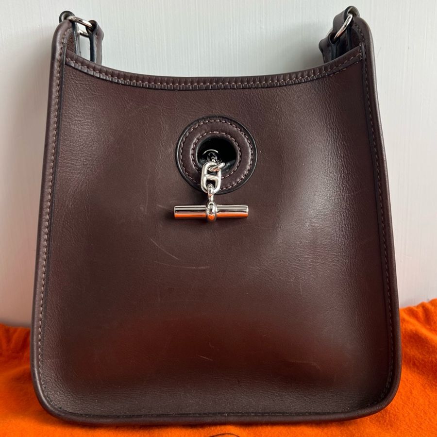 Hermes愛馬仕 Mini Evelyne 烏木 Barenia-5