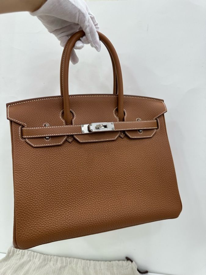 Hermes 愛馬仕birkin30 金棕銀扣togo皮 U刻 有購證-6