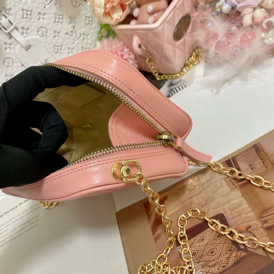 𝙲𝕙𝕒𝕟𝕖𝕝 雙C 圓牌 魚子醬 手拿包 鏈條包 櫻花粉🌸-23