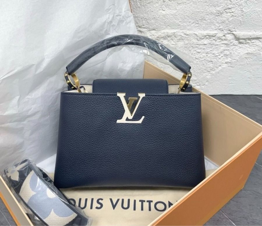 LV cap 芯片款 capucines 中號 藍色-1