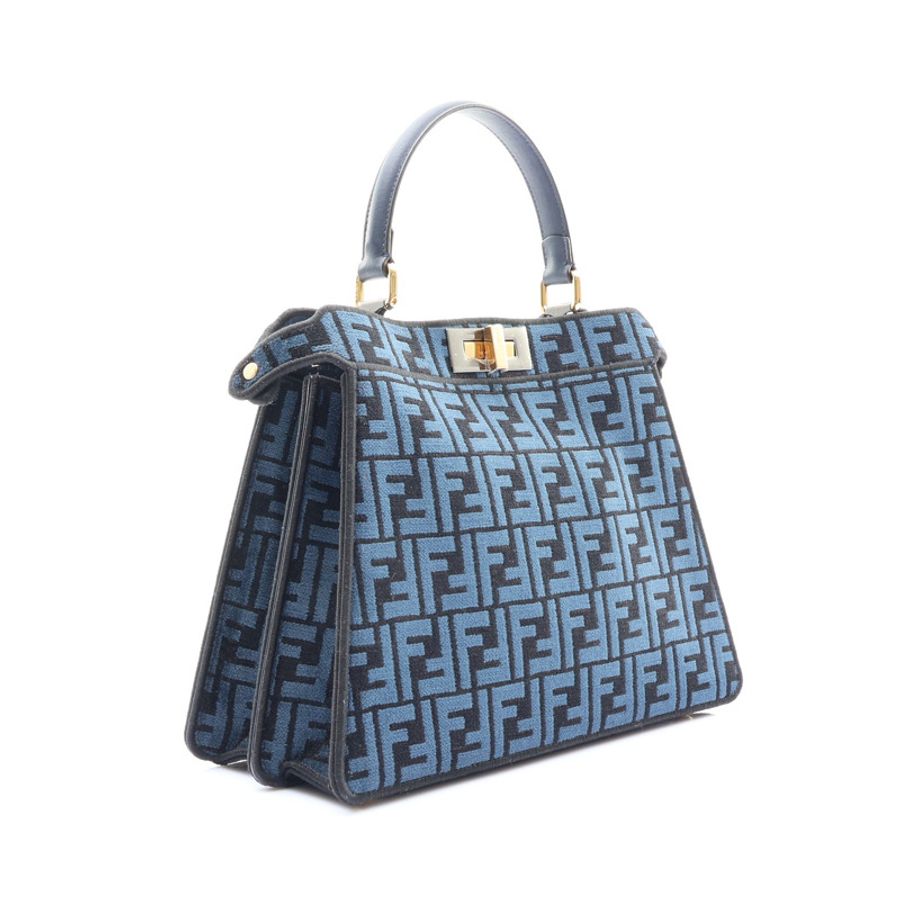 藍色 雪尼爾 Peekaboo ISeeU Medium 兩用包【FENDI 芬迪】 8BN321-1