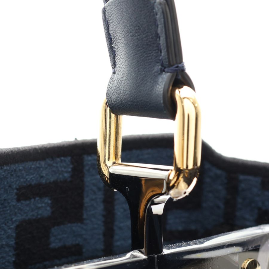 藍色 雪尼爾 Peekaboo ISeeU Medium 兩用包【FENDI 芬迪】 8BN321-9