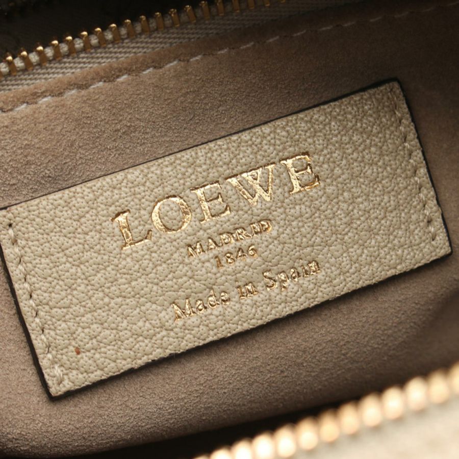 LOEWE PASEO 肩背斜背包 384.04CG41 皮革 米色 二手 女士-3