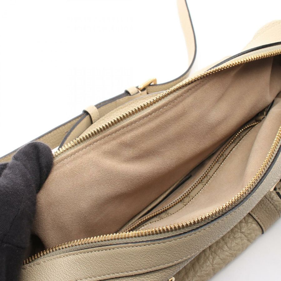 LOEWE PASEO 肩背斜背包 384.04CG41 皮革 米色 二手 女士-9