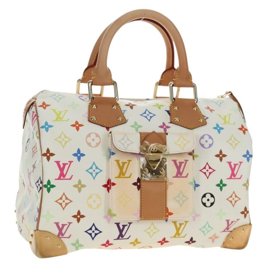 【日本直送】路易威登 Monogram Multicolor Speedy 30 手袋 白色 Bron M92643 正品 184572SAM-0