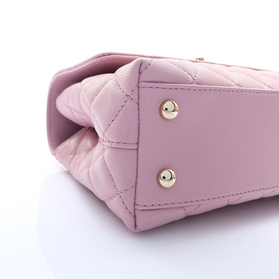 粉色 荔枝紋牛皮 Coco Handle Small 兩用包【CHANEL 香奈兒】 A92990-9