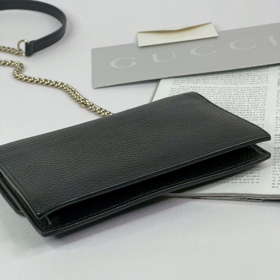 GUCCI 荔枝皮雙G WOC 黑色-1