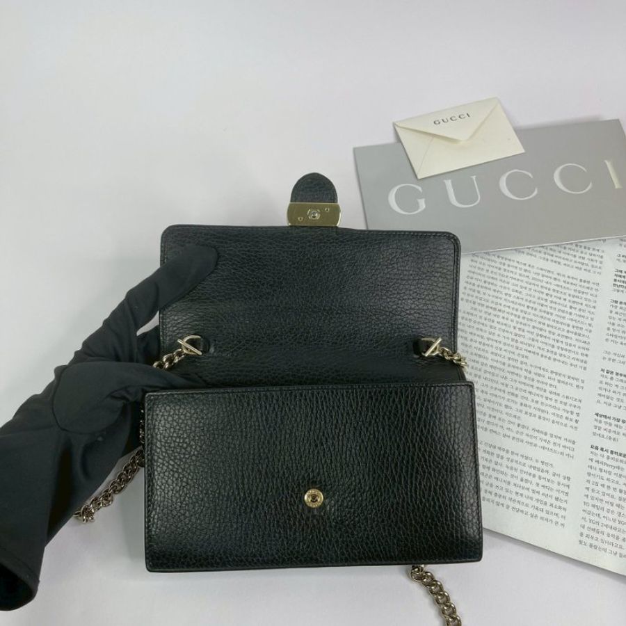 GUCCI 荔枝皮雙G WOC 黑色-2