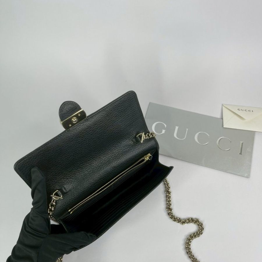 GUCCI 荔枝皮雙G WOC 黑色-3