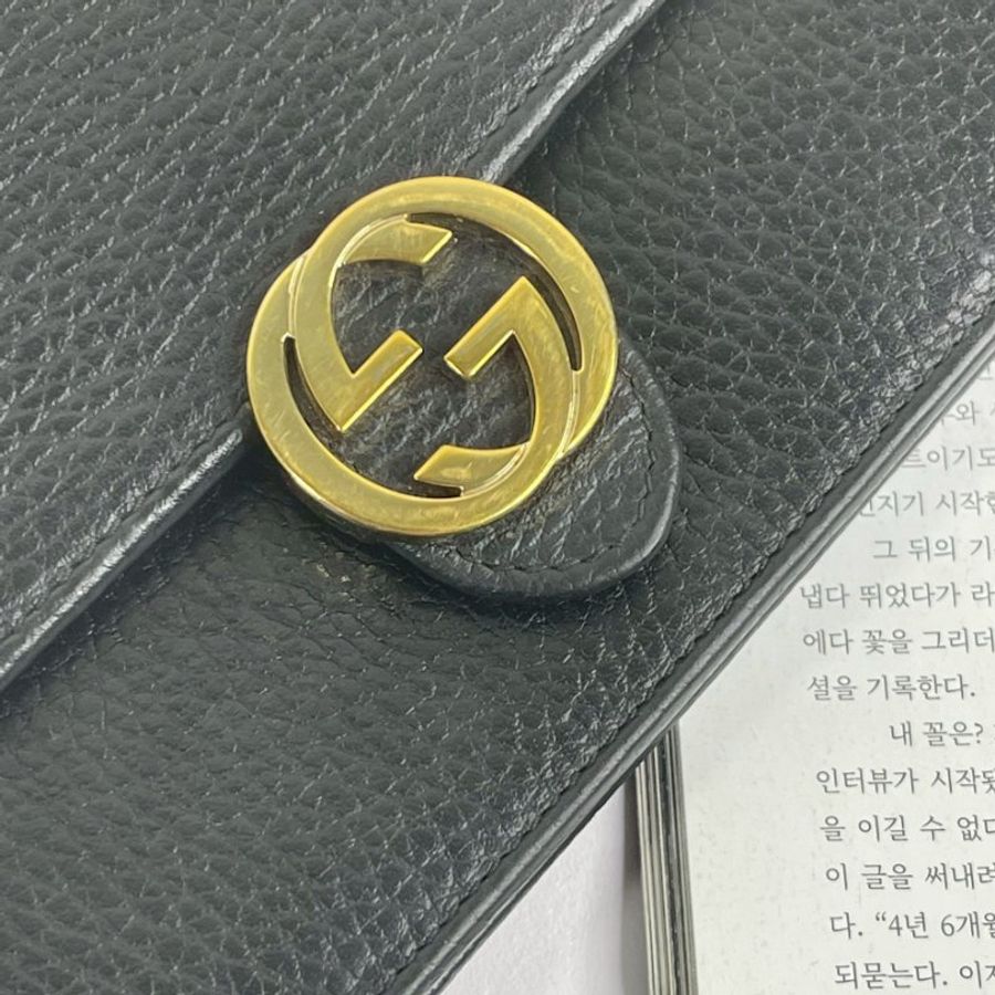 GUCCI 荔枝皮雙G WOC 黑色-4