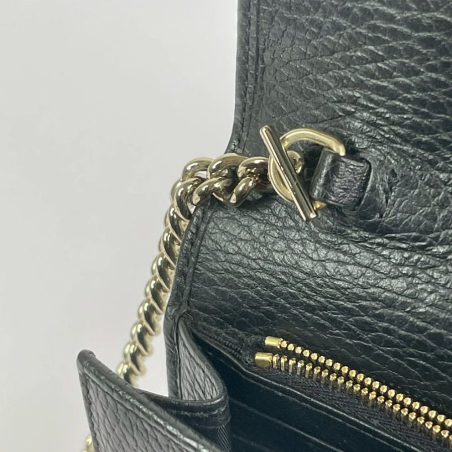 GUCCI 荔枝皮雙G WOC 黑色-7