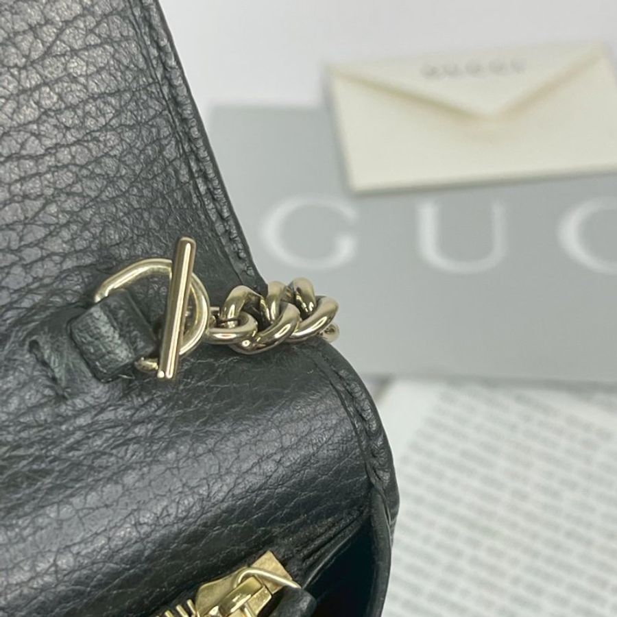 GUCCI 荔枝皮雙G WOC 黑色-8