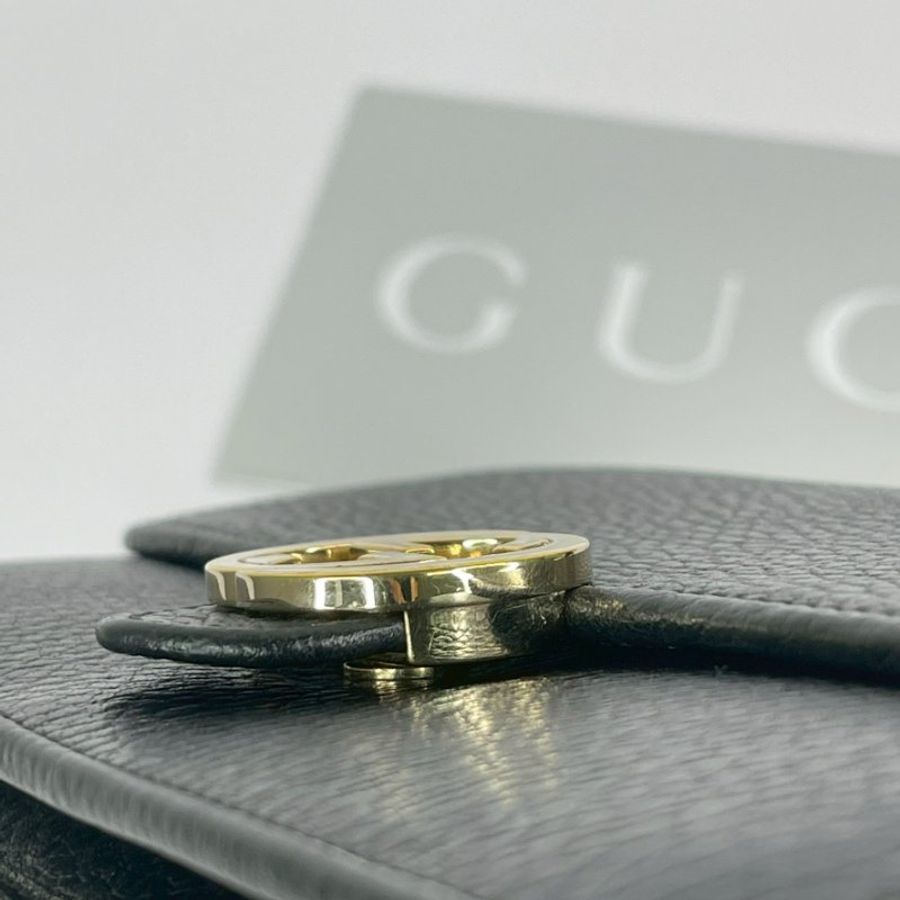GUCCI 荔枝皮雙G WOC 黑色-9