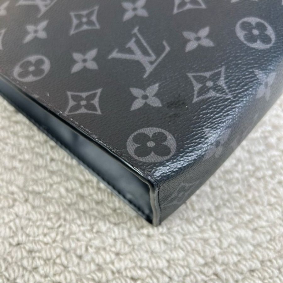 LV路易威登手拿包洗漱包 經典黑花配黑色皮革-6