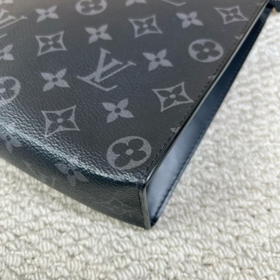 LV路易威登手拿包洗漱包 經典黑花配黑色皮革-7