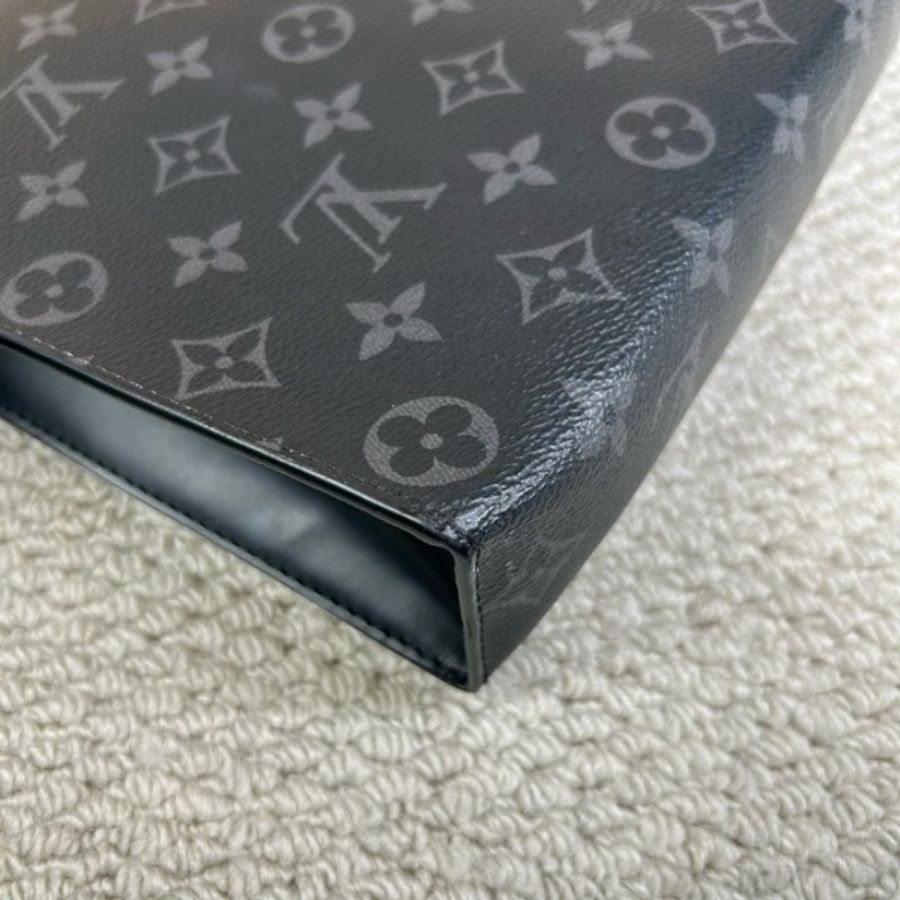 LV路易威登手拿包洗漱包 經典黑花配黑色皮革-9