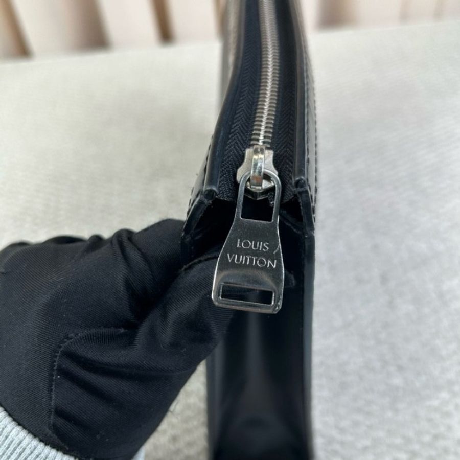 LV路易威登手拿包洗漱包 經典黑花配黑色皮革-14