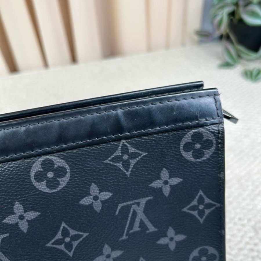 LV路易威登手拿包洗漱包 經典黑花配黑色皮革-15