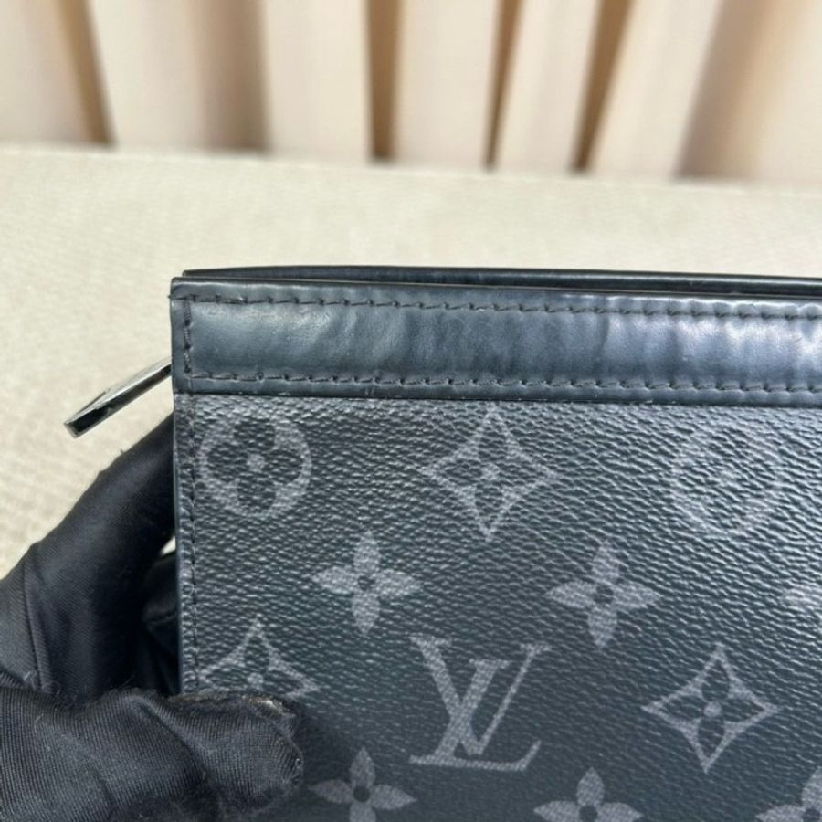 LV路易威登手拿包洗漱包 經典黑花配黑色皮革-20