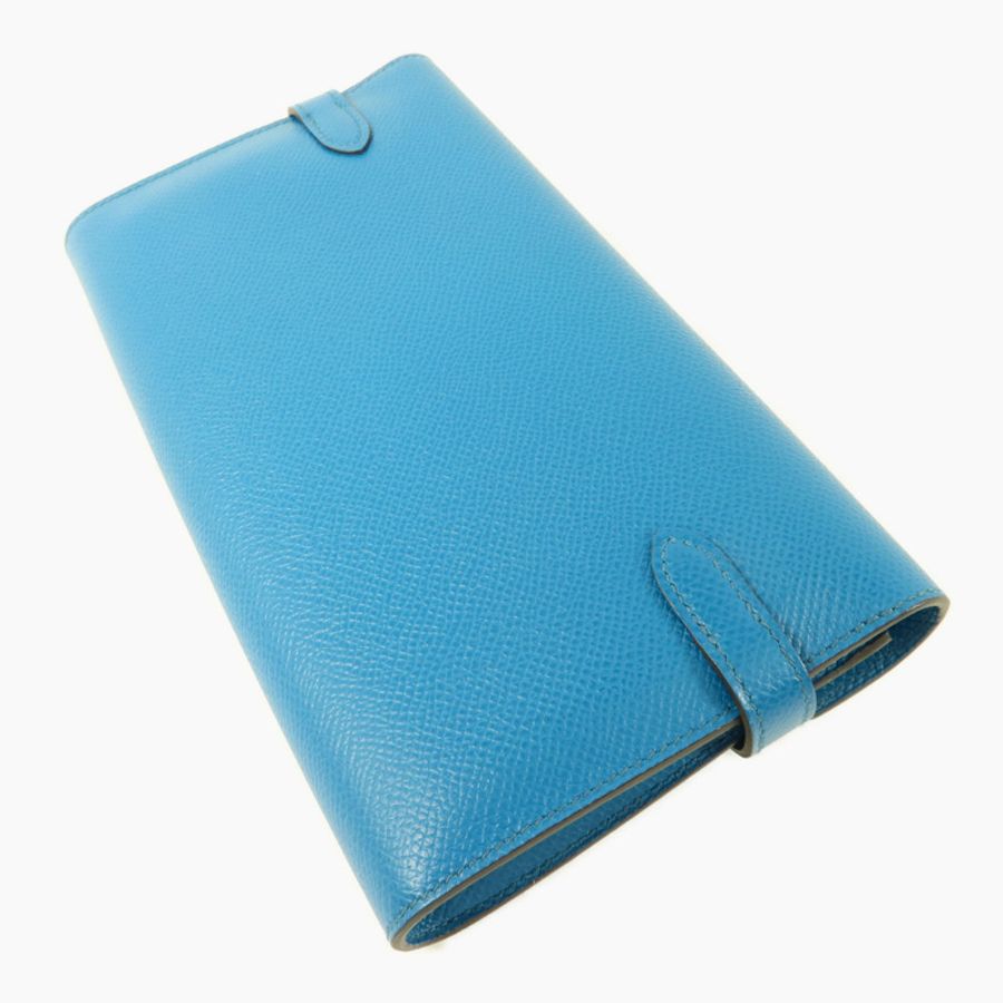 HERMES Epsom皮革Kelly Wallet長錢包Bleu Izmir-3