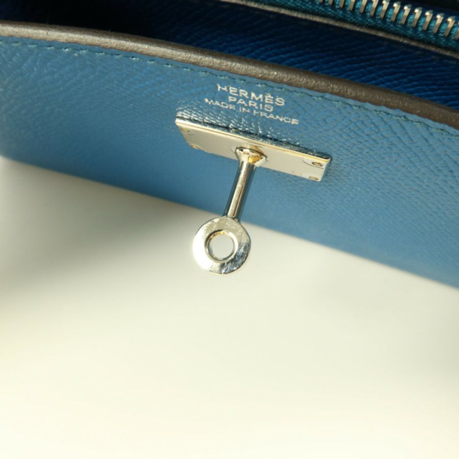HERMES Epsom皮革Kelly Wallet長錢包Bleu Izmir-8