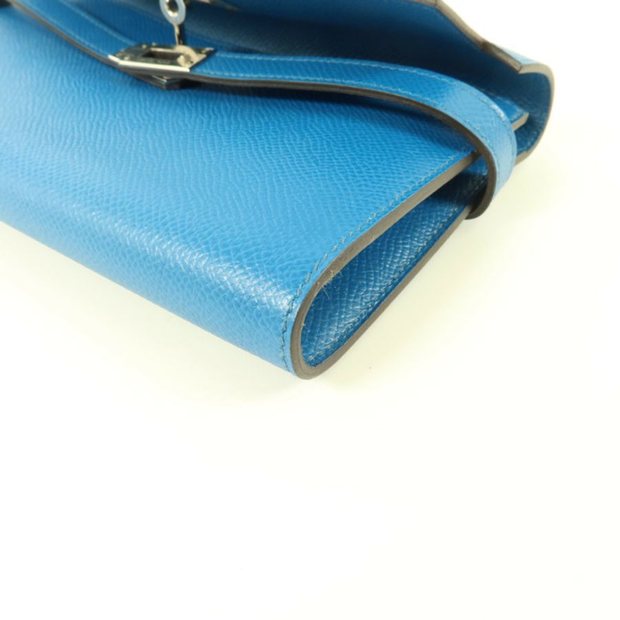 HERMES Epsom皮革Kelly Wallet長錢包Bleu Izmir-10