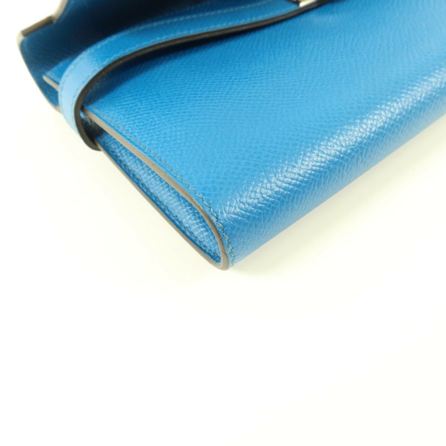HERMES Epsom皮革Kelly Wallet長錢包Bleu Izmir-11