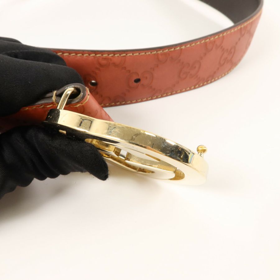GUCCI 牛皮皮革Interlocking GG Belt 85cm皮帶-6