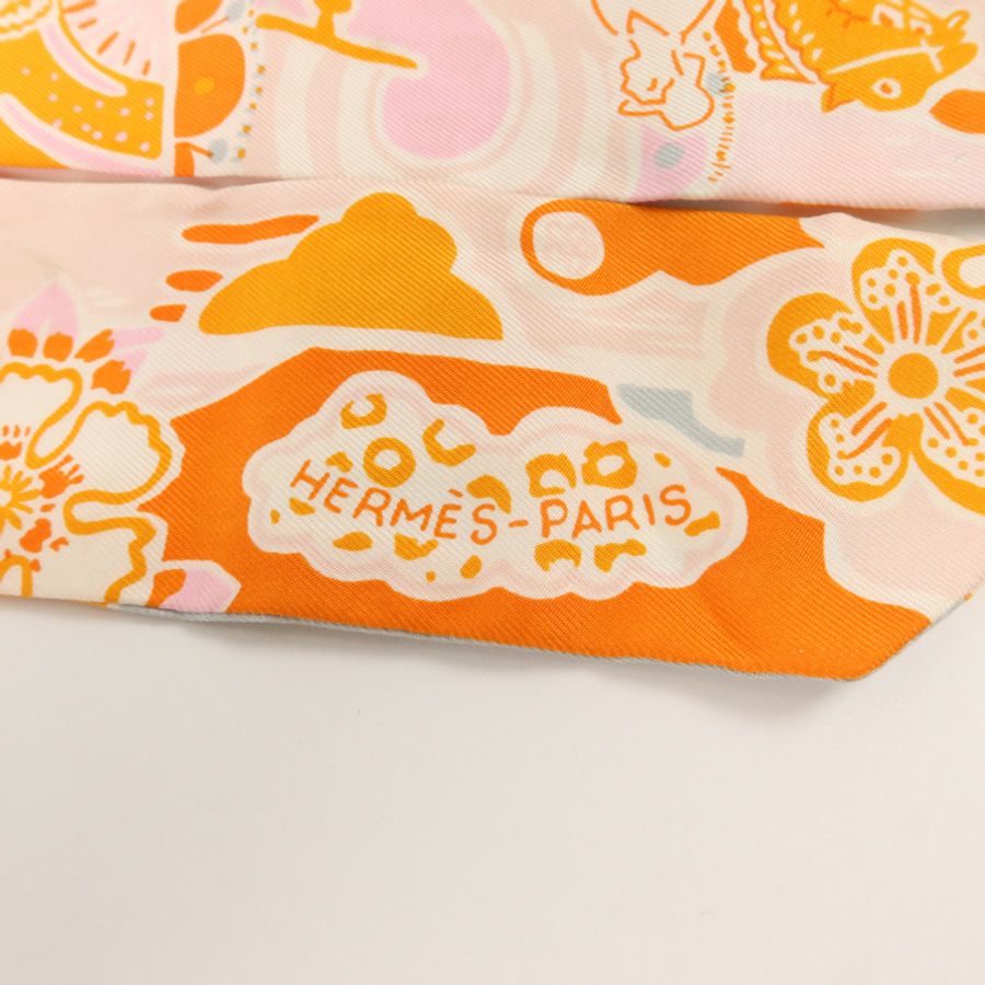 HERMES 絲質Twilly絲巾-4