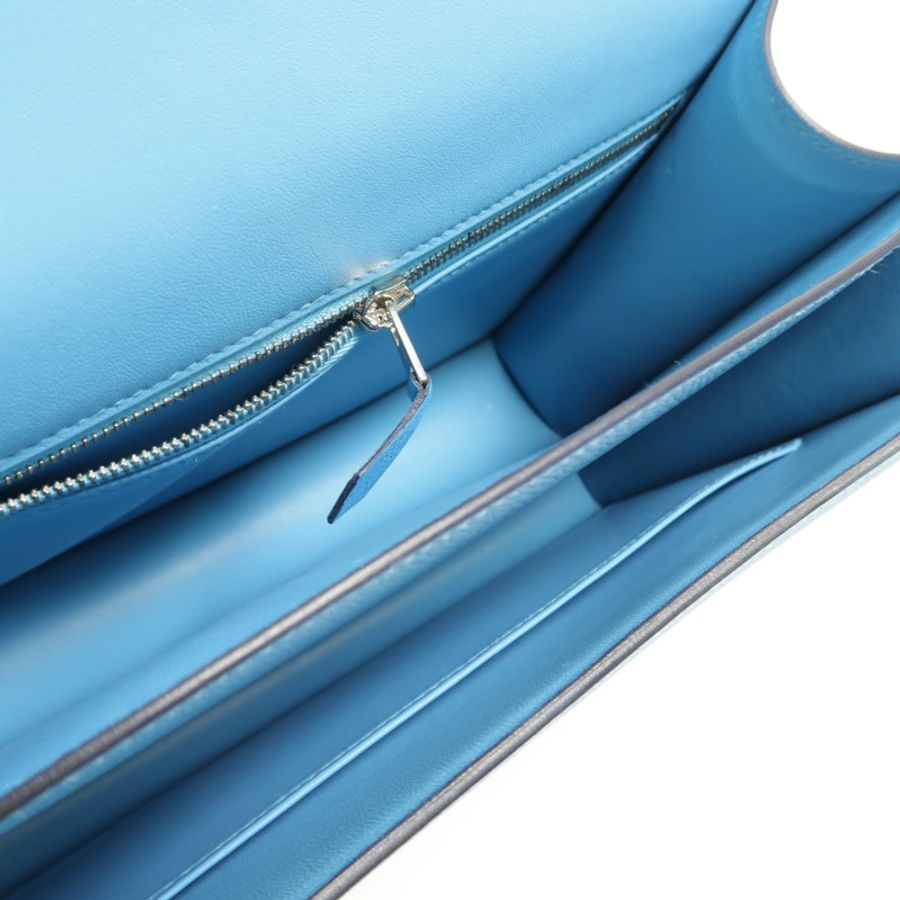 HERMES Epsom皮革Constance 24肩背袋Bleu Du Nord/Rouge de Coeur-4