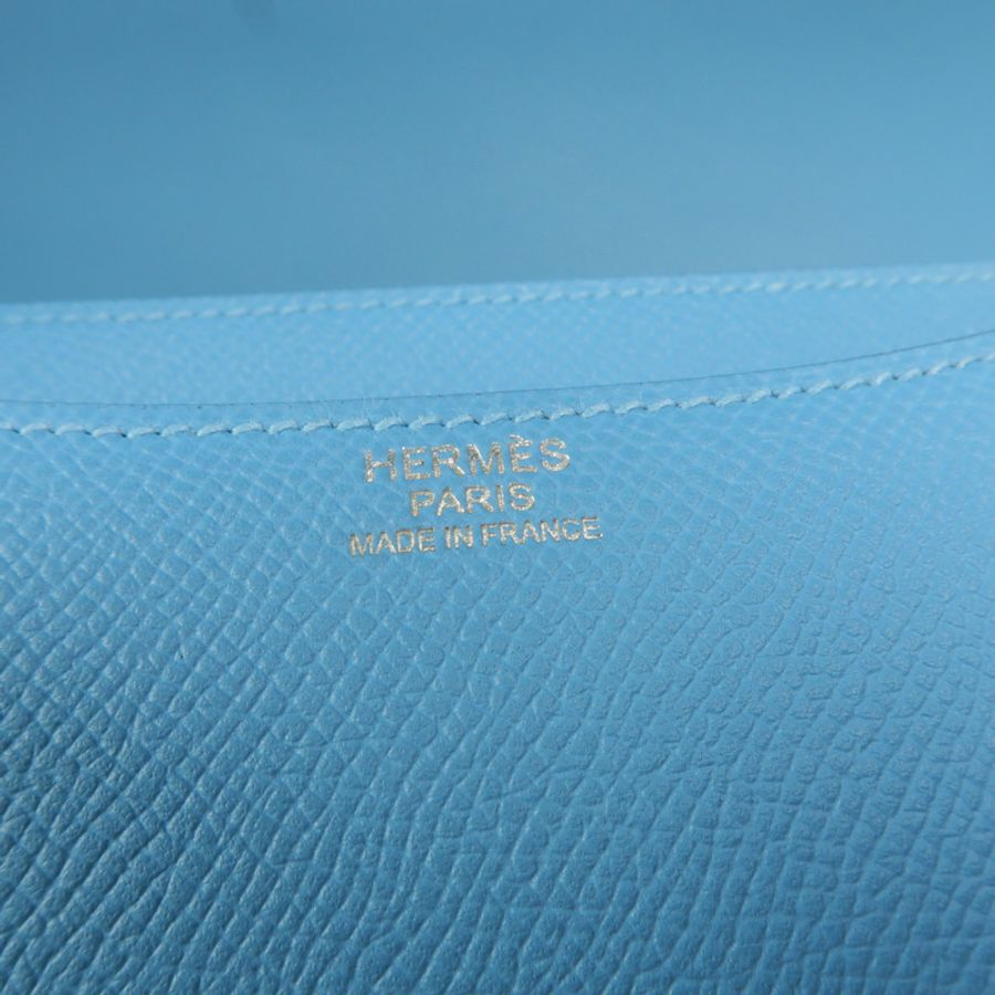 HERMES Epsom皮革Constance 24肩背袋Bleu Du Nord/Rouge de Coeur-5