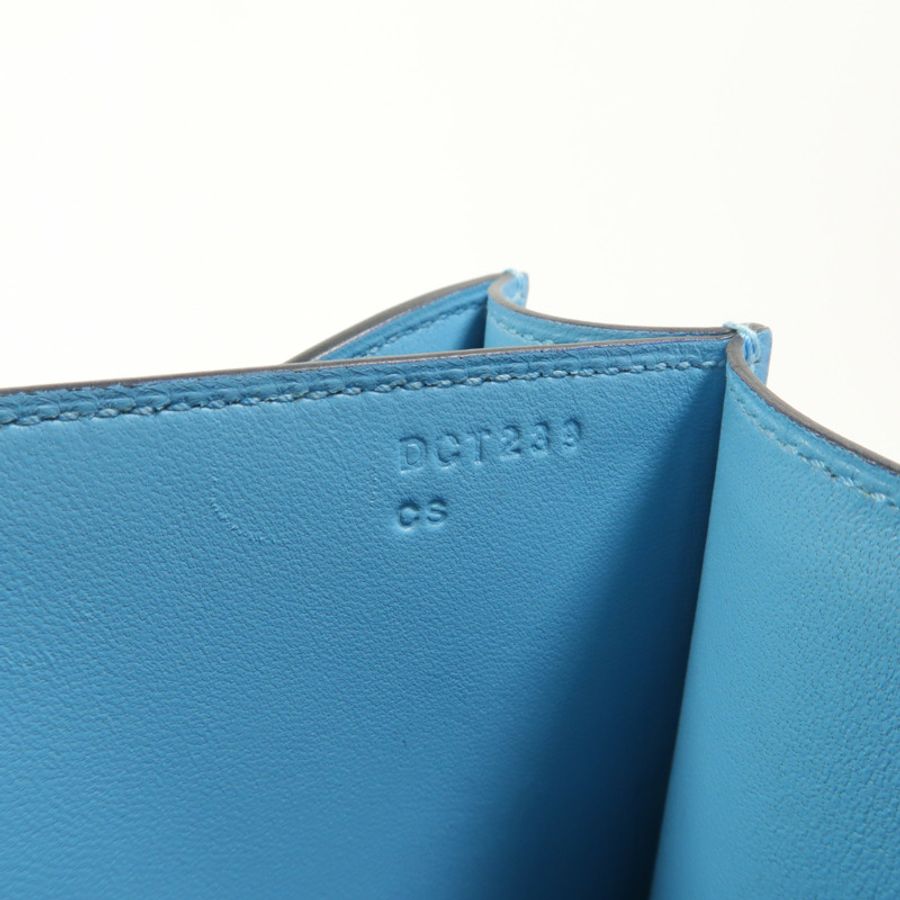 HERMES Epsom皮革Constance 24肩背袋Bleu Du Nord/Rouge de Coeur-6