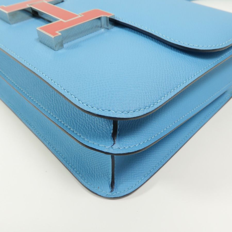 HERMES Epsom皮革Constance 24肩背袋Bleu Du Nord/Rouge de Coeur-9