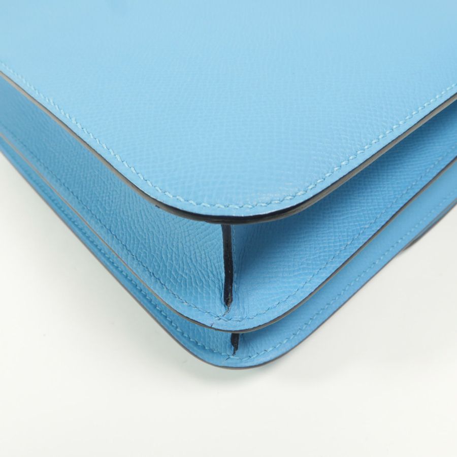 HERMES Epsom皮革Constance 24肩背袋Bleu Du Nord/Rouge de Coeur-11