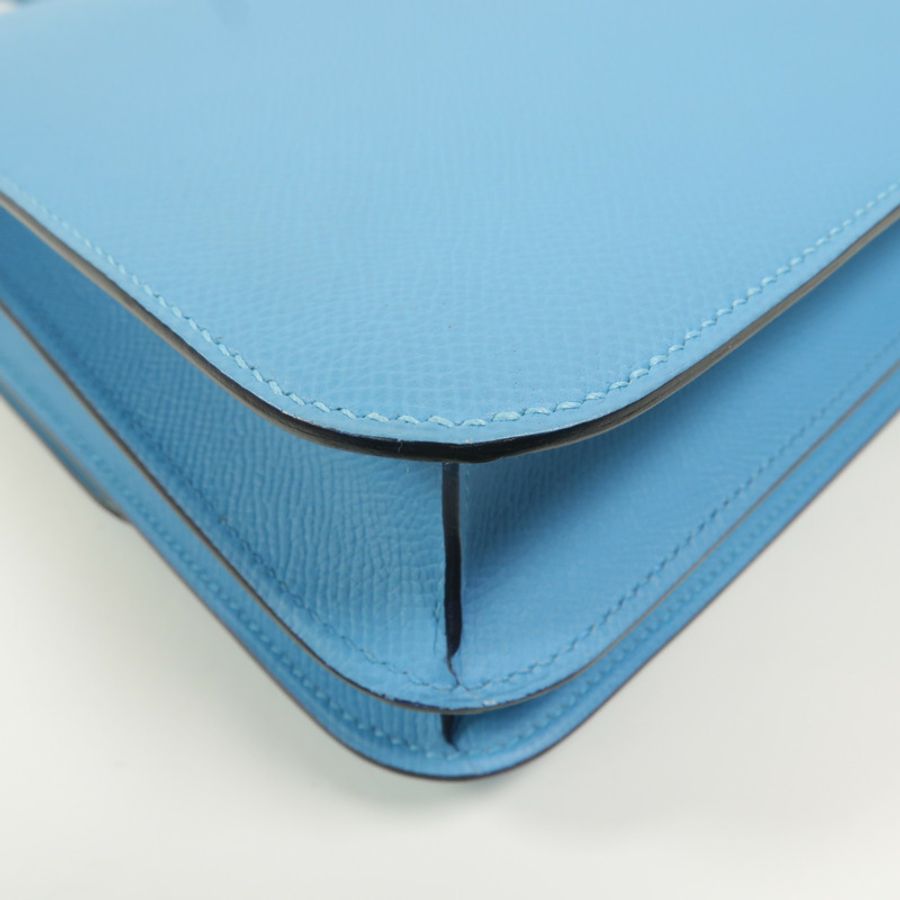 HERMES Epsom皮革Constance 24肩背袋Bleu Du Nord/Rouge de Coeur-12